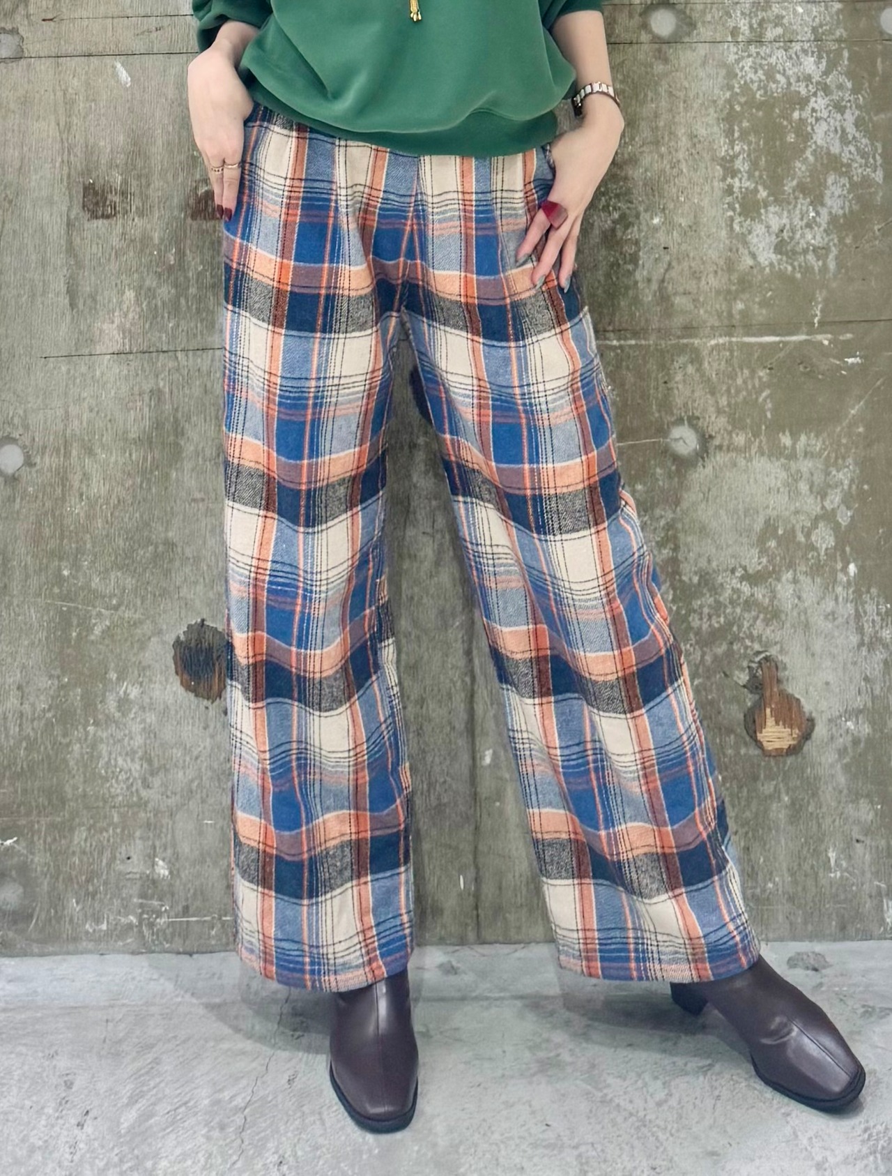 Kuzo チェック柄ワイドパンツ