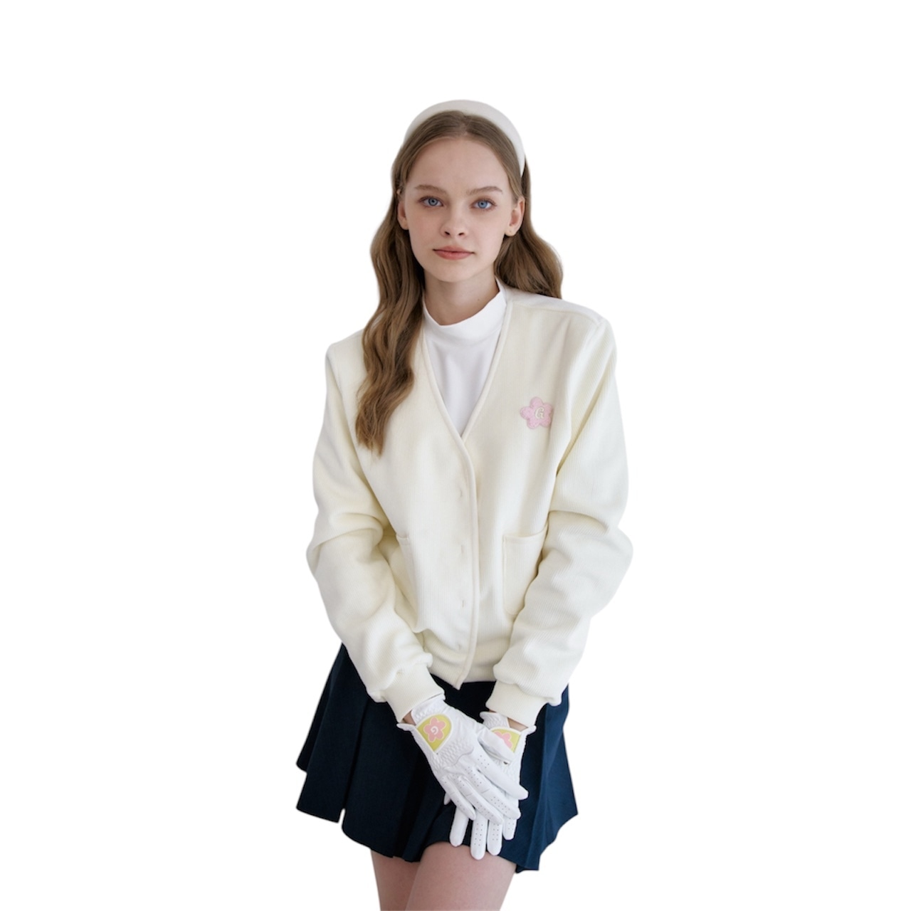 GOXO ゴーエックスオー ギブミーバディフリースポケットカーディガン クリーム