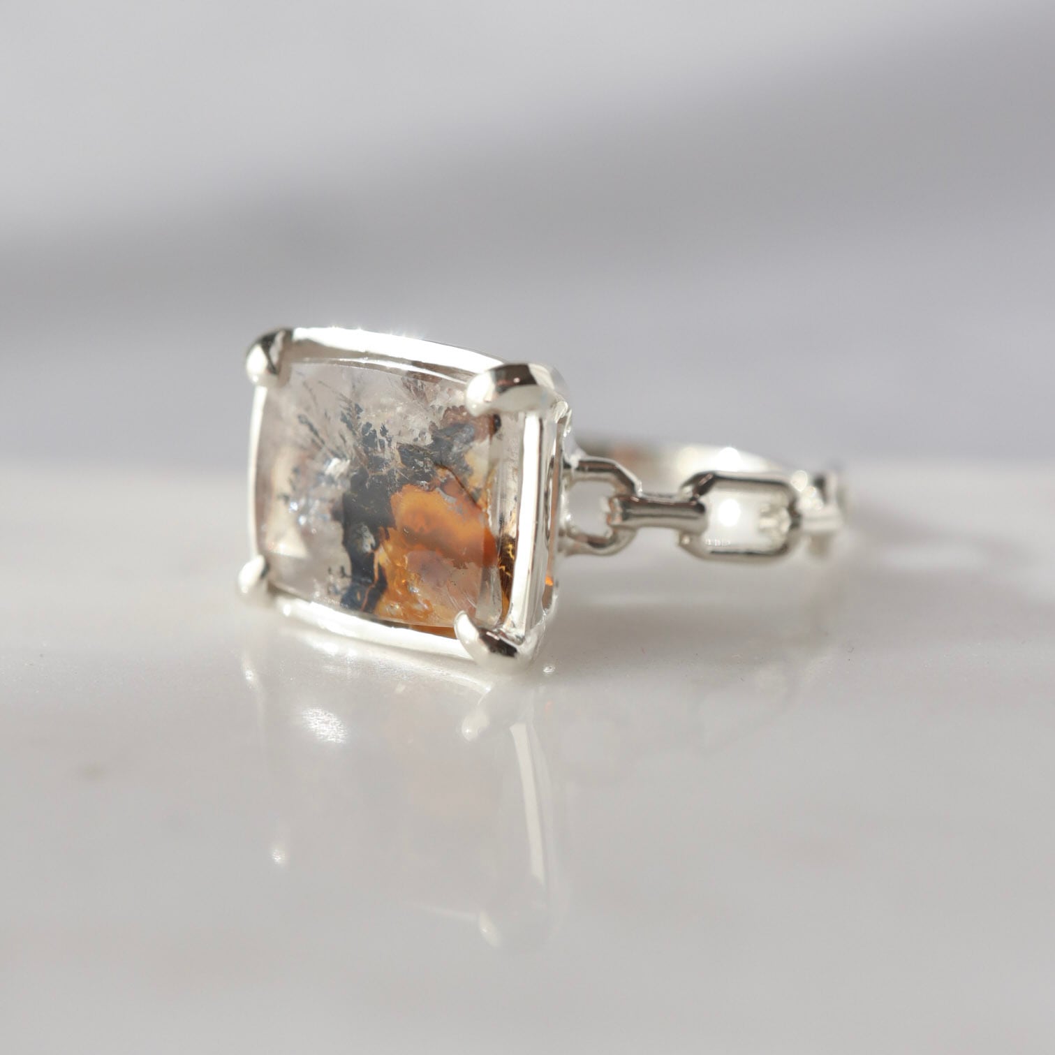 デンドリティッククォーツ チェーンring / Silver | DoubleMoon jewelry