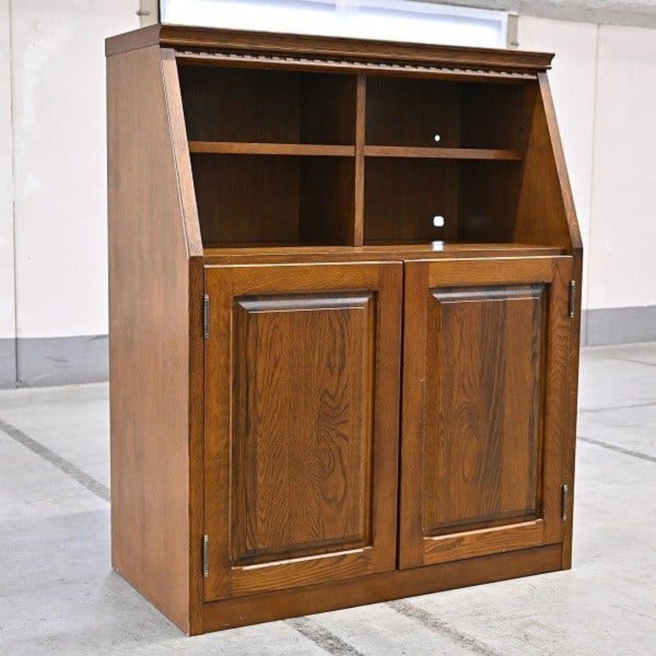 葉山ガーデン「収納付オープン棚」オーク無垢材 キャビネット 本棚 食器 リビングボード キッチン カントリー クラシック 英国【中古家具/中古インテリア/USED家具ユーズド家具/リサイクル】