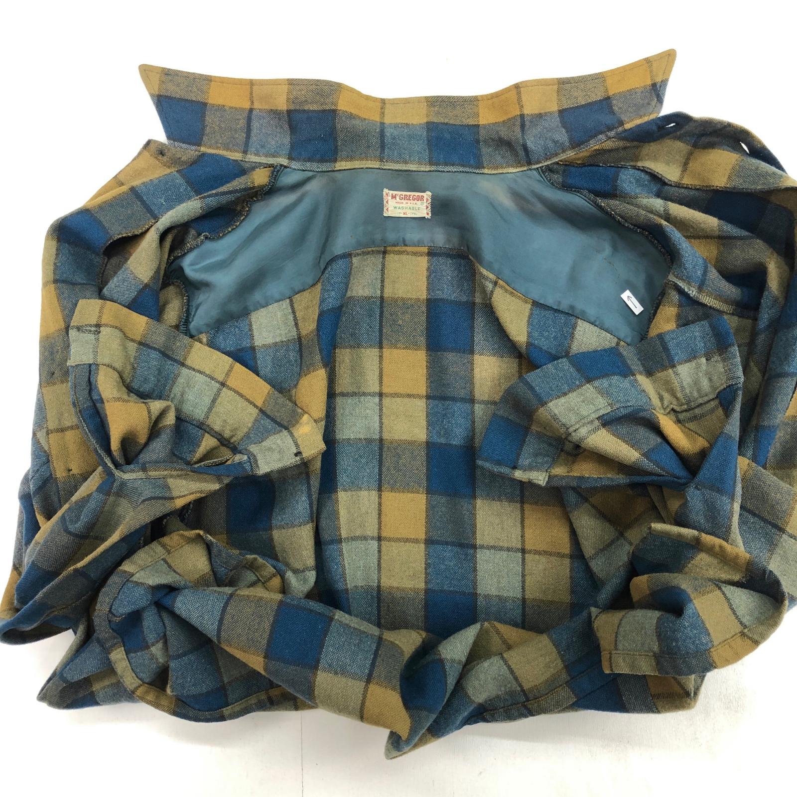 McGREGOR マクレガー 60- 70年代 チェック ウールシャツ XL 表記 タグ