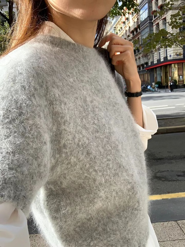 (OUNCE) cloud half knit / 2color