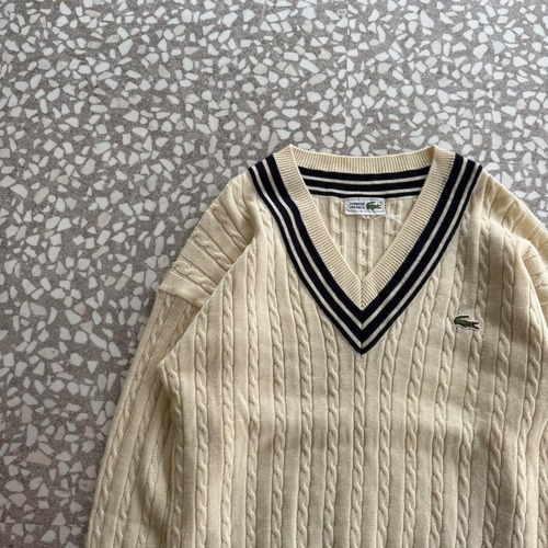 LACOSTE / cable wool knit size3 (M〜L相当)