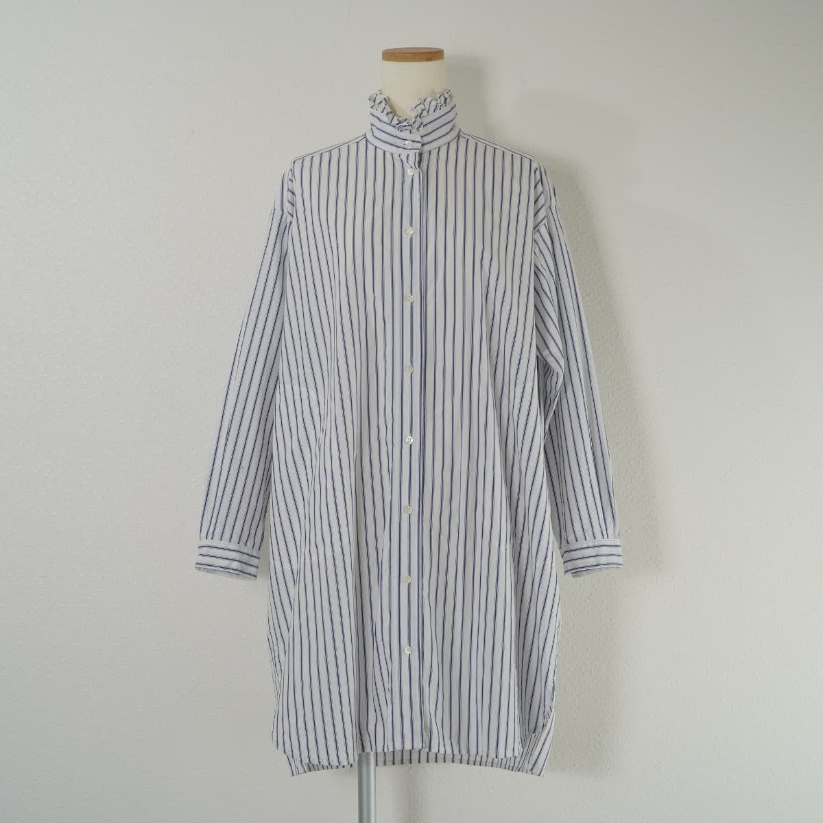 LOISIR ロワズィール フリルカラー チュニック ブラウス ロング シャツ 