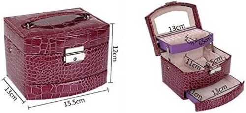 ジュエリーボックス ジュエリーケース アクセサリーケース ピアス リング ネックレス 収納 ラック クロコダイルプリント 紫