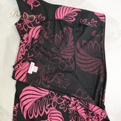 【ハワイ製 フラダンス衣装】ブラック CC Fashions ワンピース ドレス 黒 ピンク 花柄 ワンショルダー フリル 鮮やか 可愛い