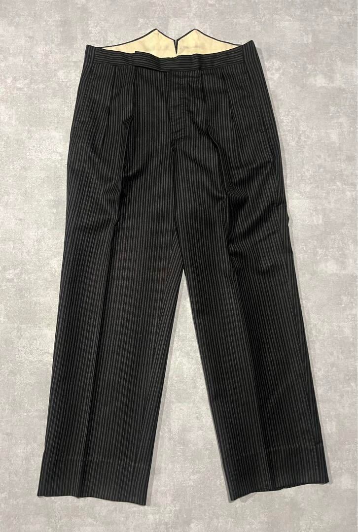 40s vintage slacks ストライプ　サスペンダーボタン | CHASE powered by BASE