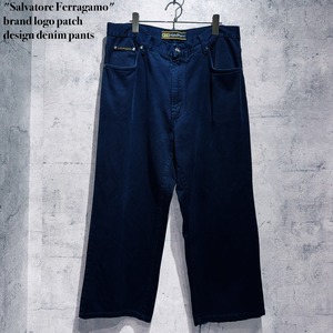 "Salvatore Ferragamo"brand logo patch design denim pants