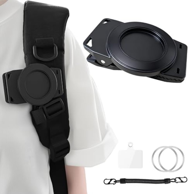 ZXZone 強力マグネットクリップ【MagSafe対応】豊富な付属品＆ストラップ付き 携帯ホルダー ベルト取り付け可能 アウトドア/旅行/登山対応 ブラック
