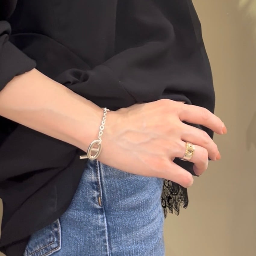 HERMÈS】【52】2886 silver925×18k 750 コンビヘラクレス リングSv925