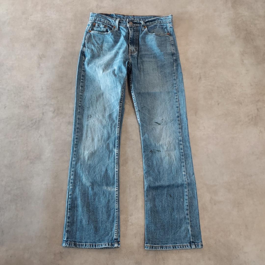 リーバイス527 Levis W30 フレア ブーツ青 古着 ヒゲ 21684
