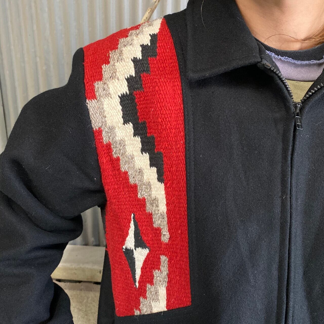 80〜90年代 ビンテージ USA製 ネイティブ柄切り替え ラグジャケット  