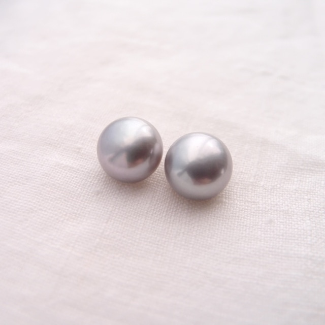 【K14gf】Baroque Pearl Earrings・Gray／グレーバロックパール スタッドピアス