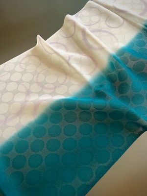 和小物さくら　夏帯揚げ　水玉地に白青バイカラー