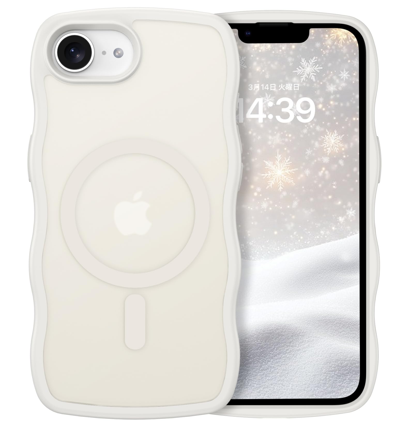 GUAGUA iPhone 17e/16E ケース MagSafe対応 ウェーブ SE4 iphone17E ケース かわいい ソフト うねうね 滑り止め 人気 韓国 おしゃれ マグネット 16e/17e 半透明 指紋防止 耐衝撃 かわいい アイフォンSE4 6.1インチ用カバー