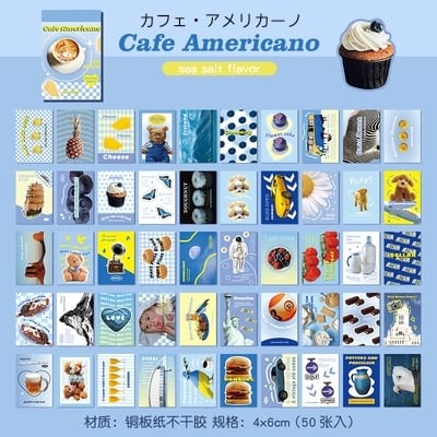アメリカンレトロシール帳 デコレーション系シール アメリカンレトロ豆豆本 全6種類 50ページ