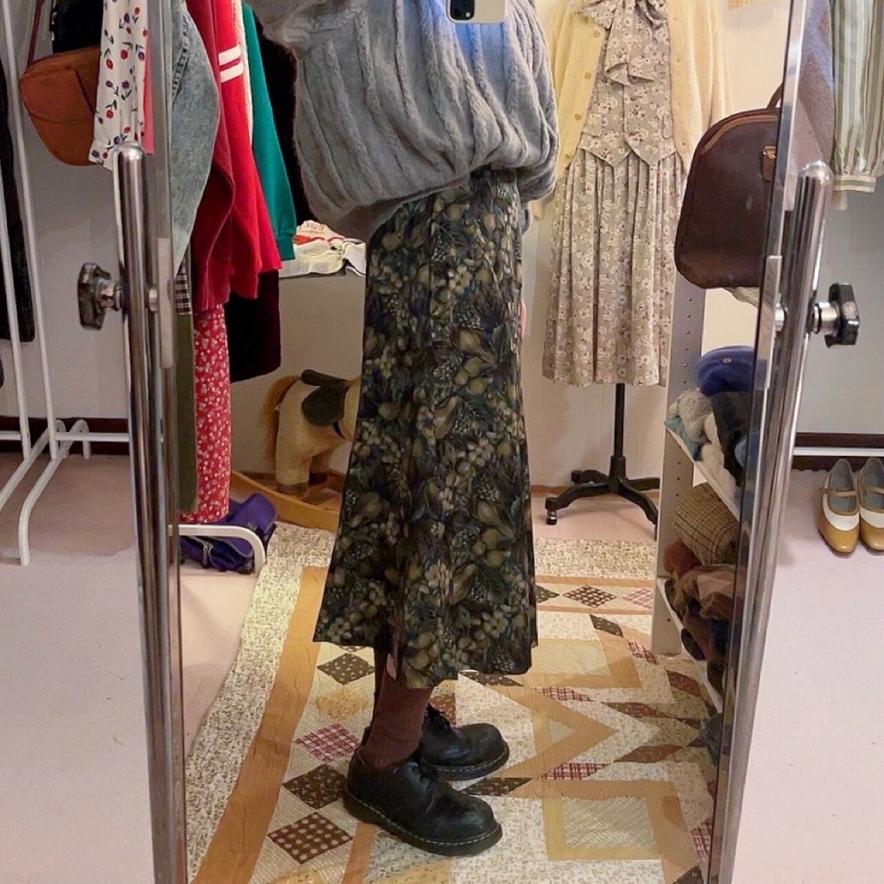 la france green flare skirt