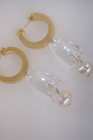 【Mame Kurogouchi】Floral Motif Glass Earrings - clear -