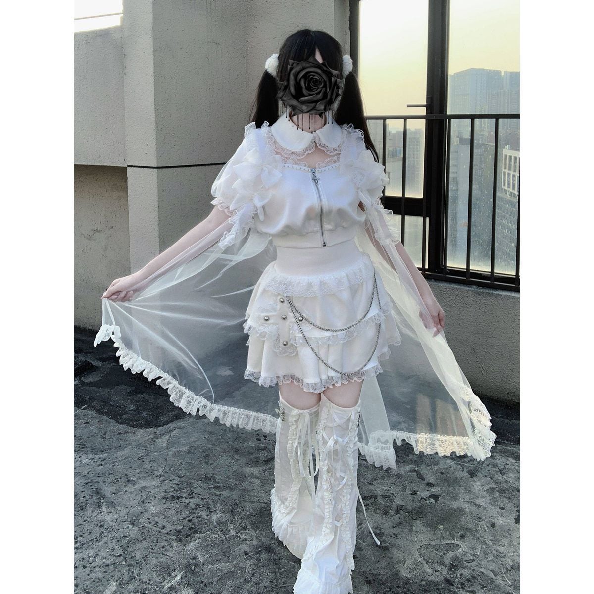 ホワイトフリルセットアップ 天使と悪魔のヴェールフリルセットアップ | Maiden's Rêve