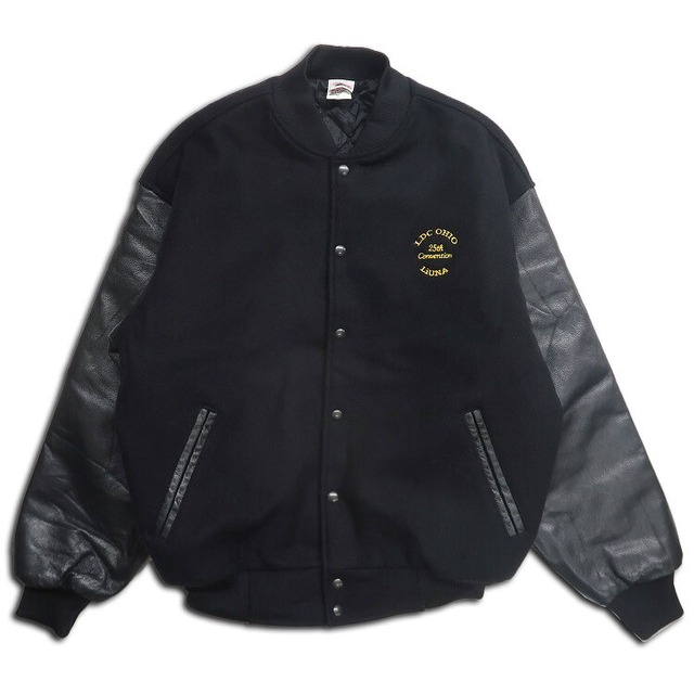 古着 USA製 UNION LINE ウール?レザースタジャン 切り返し ワン 