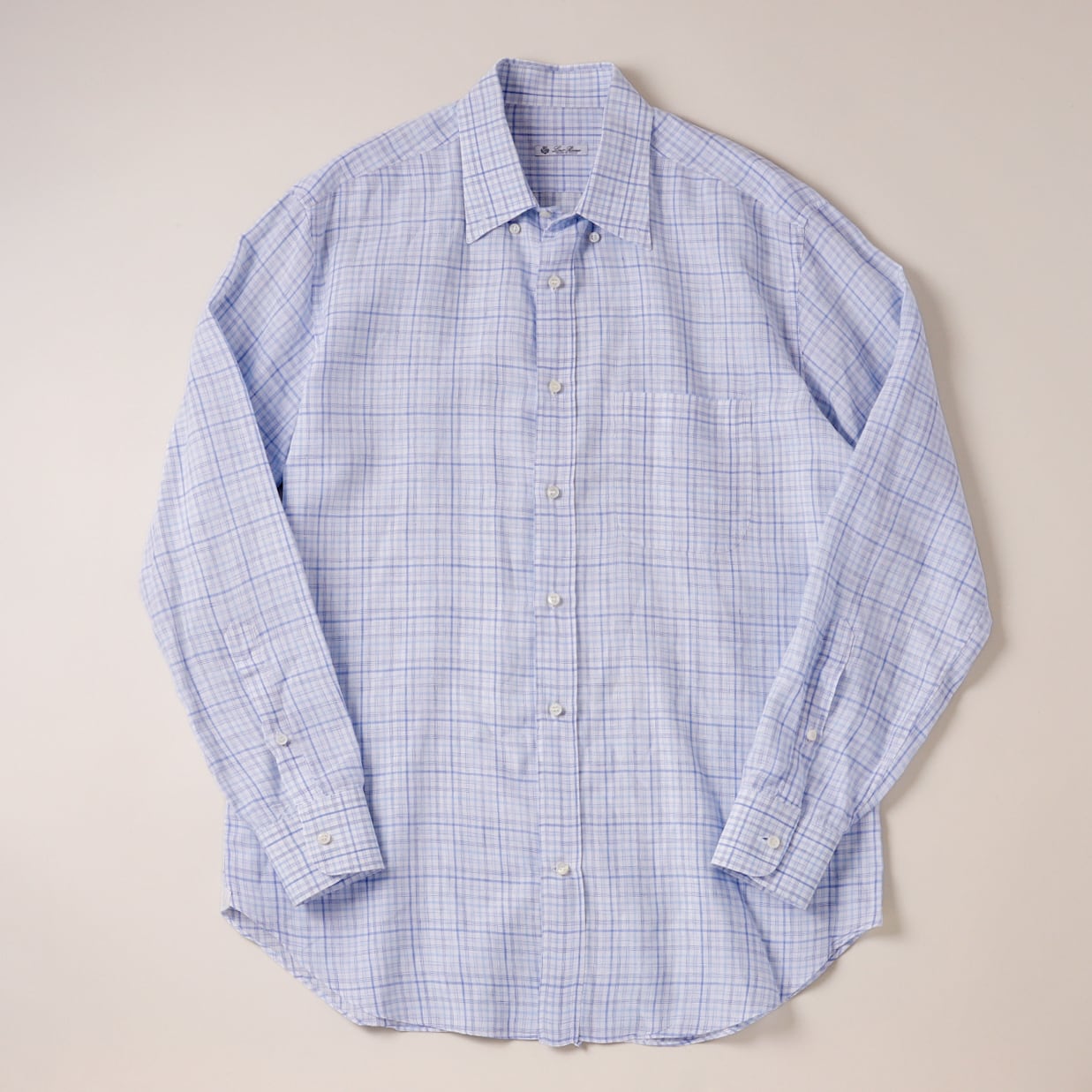 定価15万】Loro Piana special B.D. linen shirt made in Italy Blue