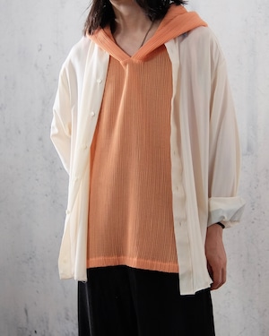 pleats hoodie tank tops (pink orange)