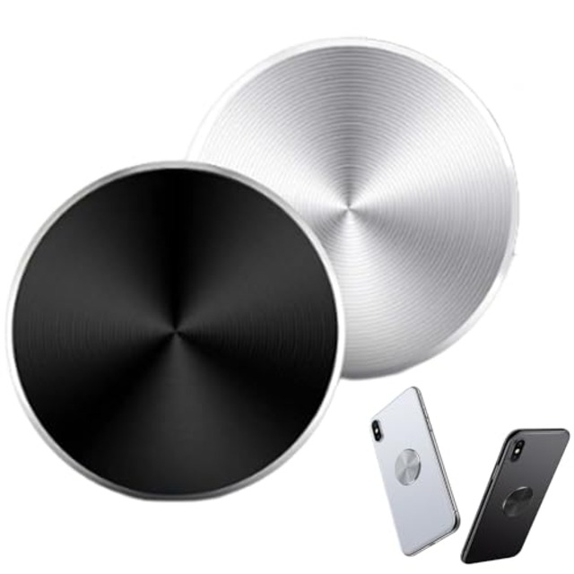 YACHUN メタルプレート スマホ ホルダー 2枚セット マグネット式 スマホ車載ホルダー 貼替用 替え用 スマホ用金属プレート 極薄 車用磁石シール 車載用メタルプレート(ブラック+シルバー)