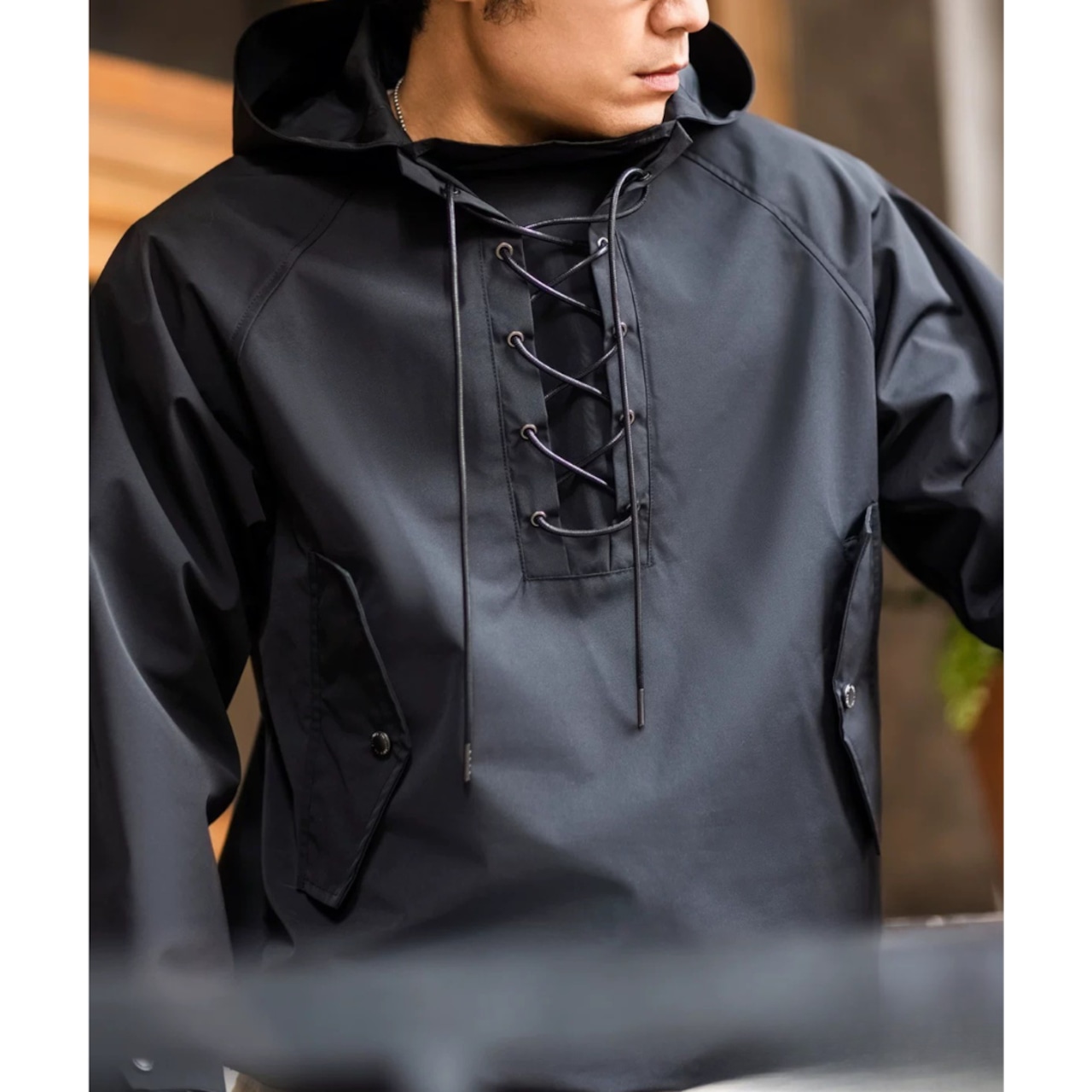 Hooded Drawstring Long Sleeve Pullover ◇2color H0032