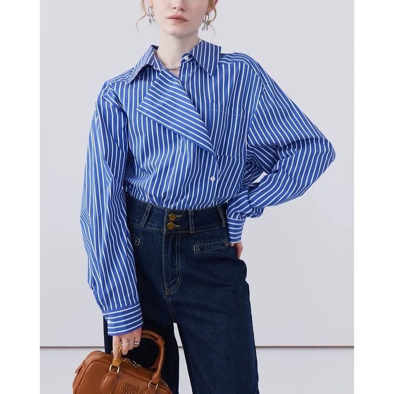 side button stripe shirt 101385
