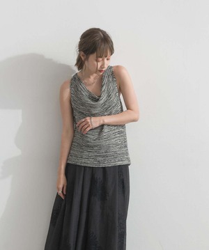 2603007 ドレープネックサマーニットトップス black