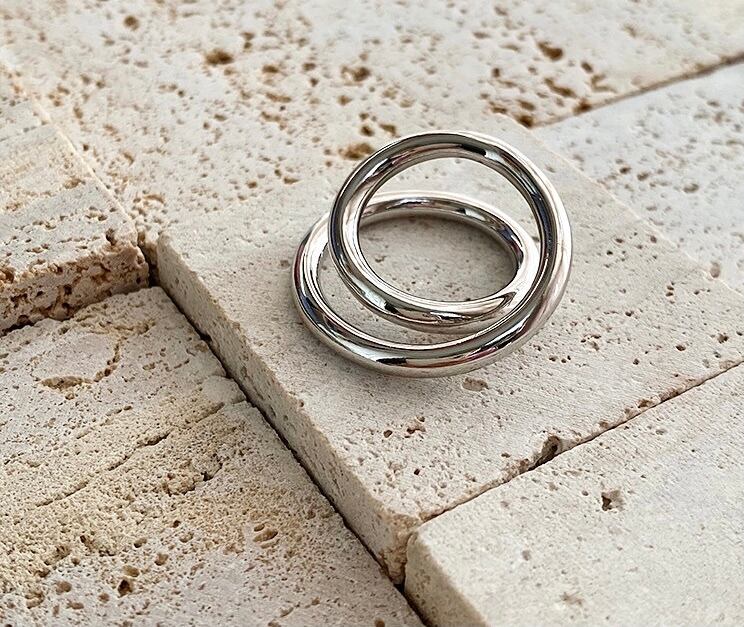 W line ring + silver