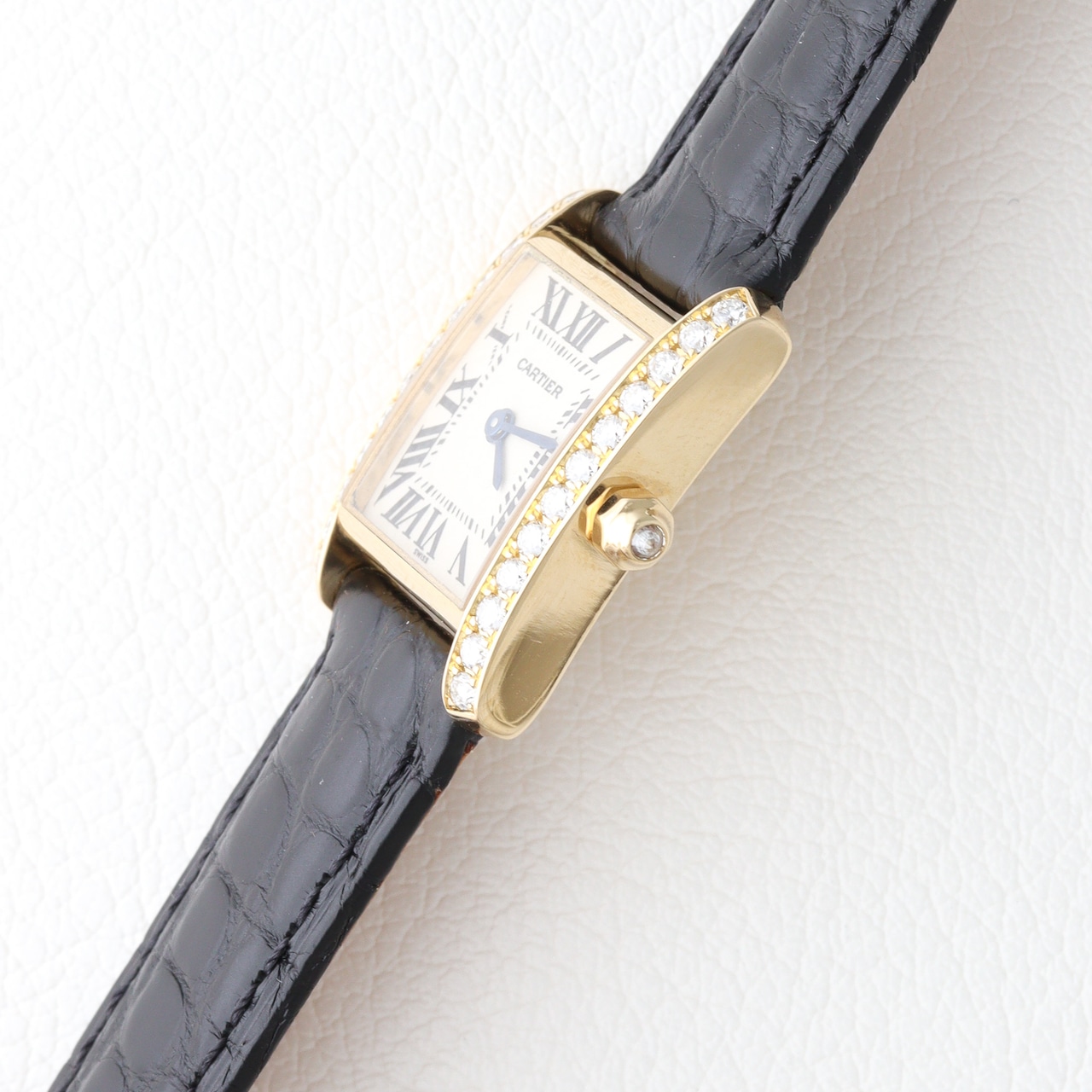 カルティエ タンクフランセーズ SM 純正ダイヤモンド レザー