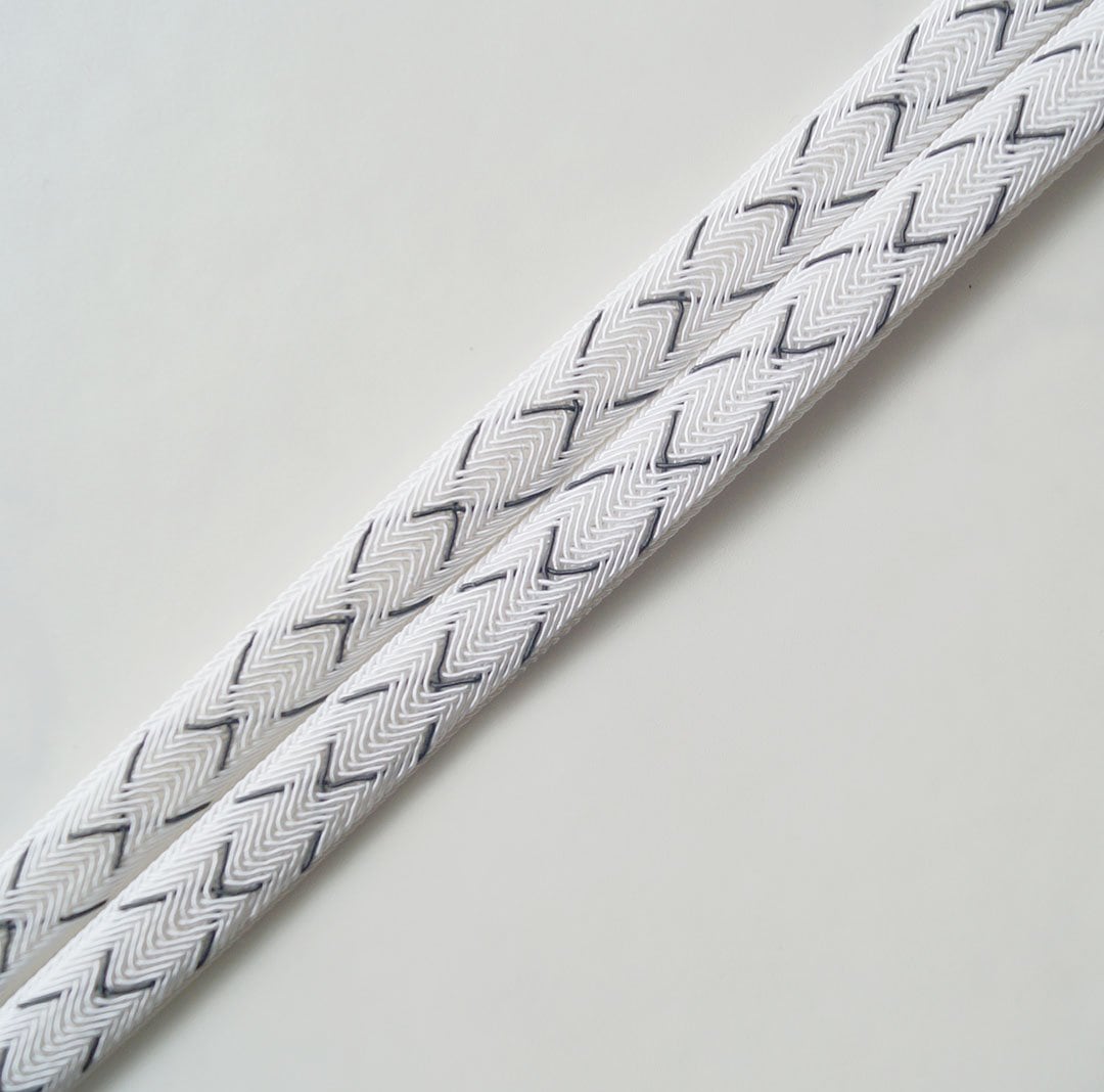 【帯締め】白×檳榔子染 レース大和組 夏用帯締め No.250403㉓