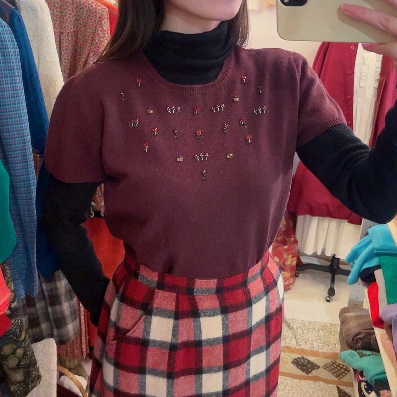 mini flower beads knit