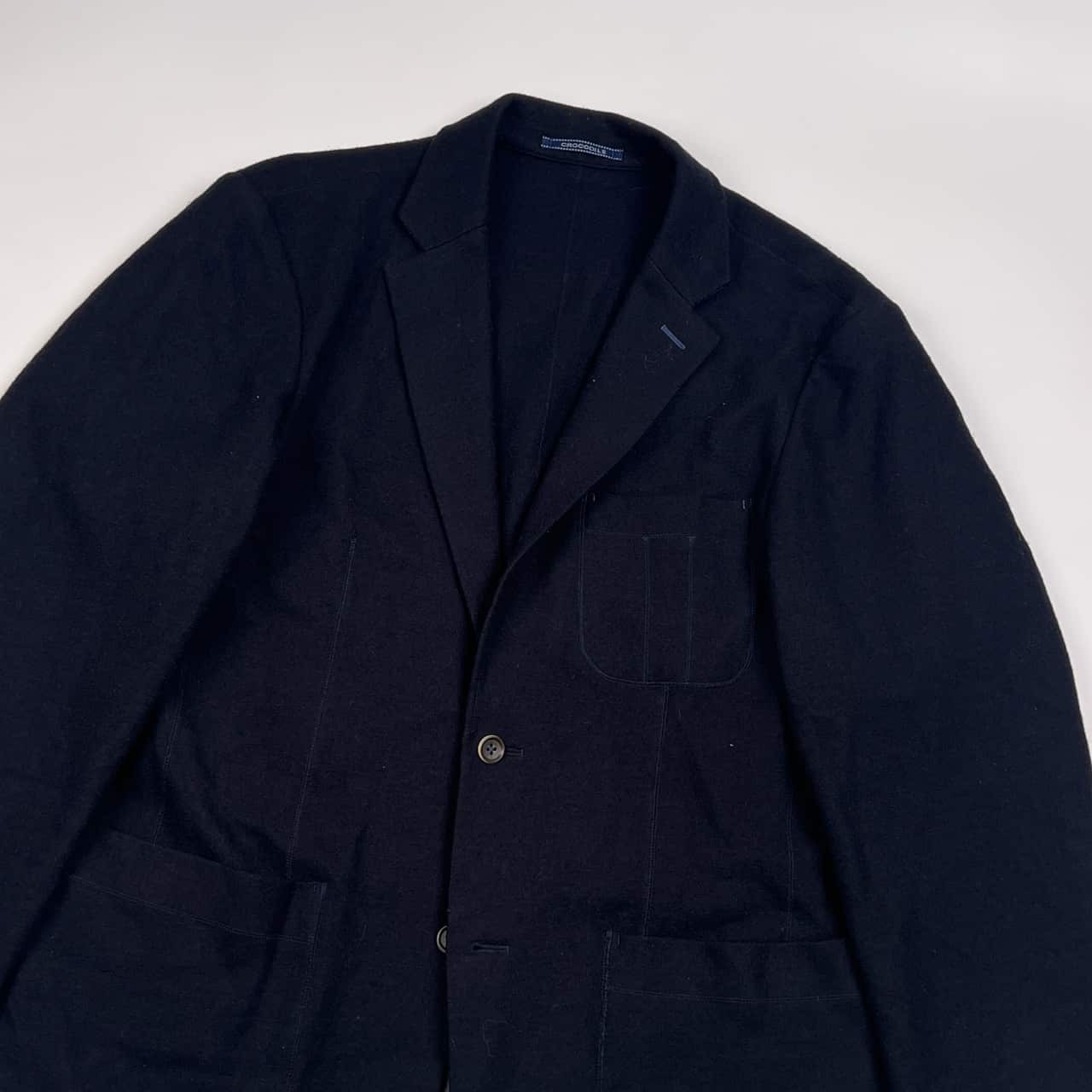 CROCODILE クロコダイル 2B ウール テーラードジャケット LL/ネイビー メンズ
