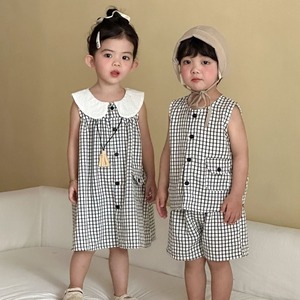 【BABY&KID】ノースリーブチェックセットアップ/ワンピース