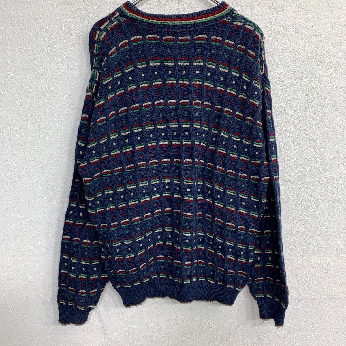 BILL BLASS ニット セーター 総柄 ネイビー USA製 古着卸 BILL BLASS ニット セーター 総柄 ネイビー USA製 古着卸