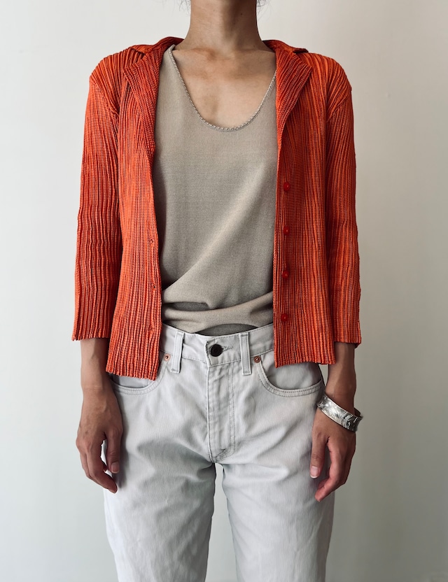 orange pleats jacket