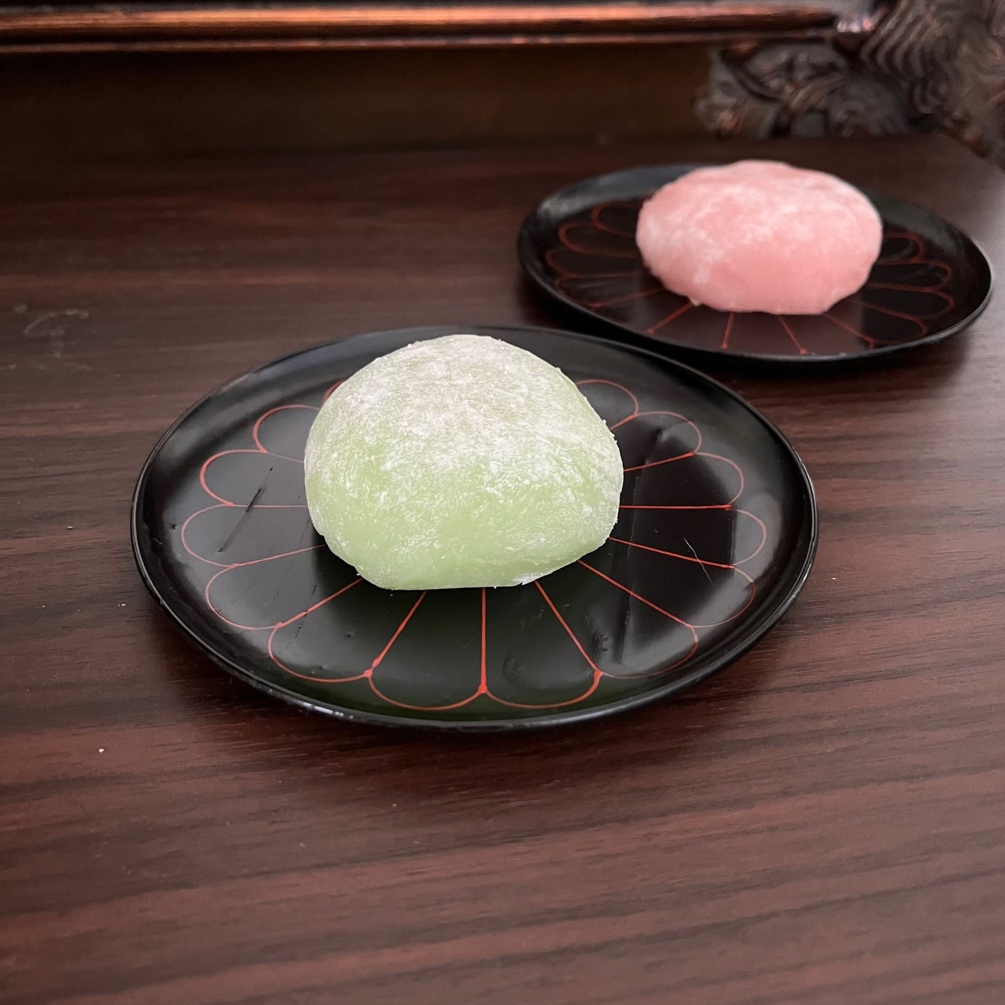 象彦 銘々皿 5枚組 菊花文様 漆器 昭和期（和菓子皿・漆器