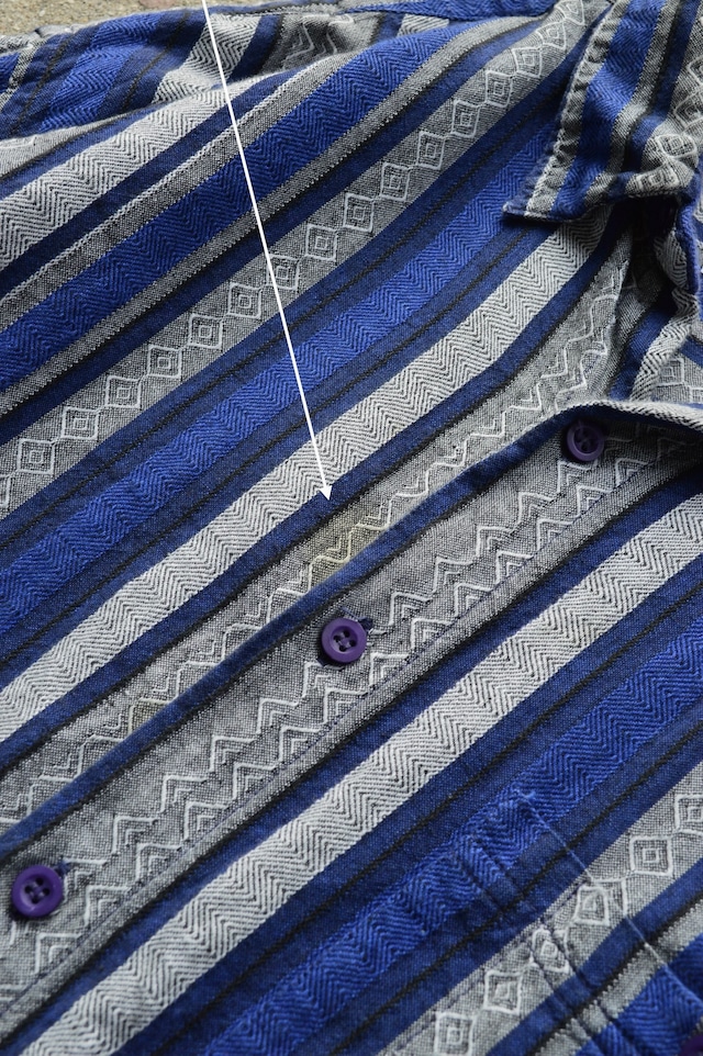 SOSTANZA 1990's From USA Stripe Geometric Cotton Blanket Long Shirt ソスタンツァ 90s ブランケットシャツ