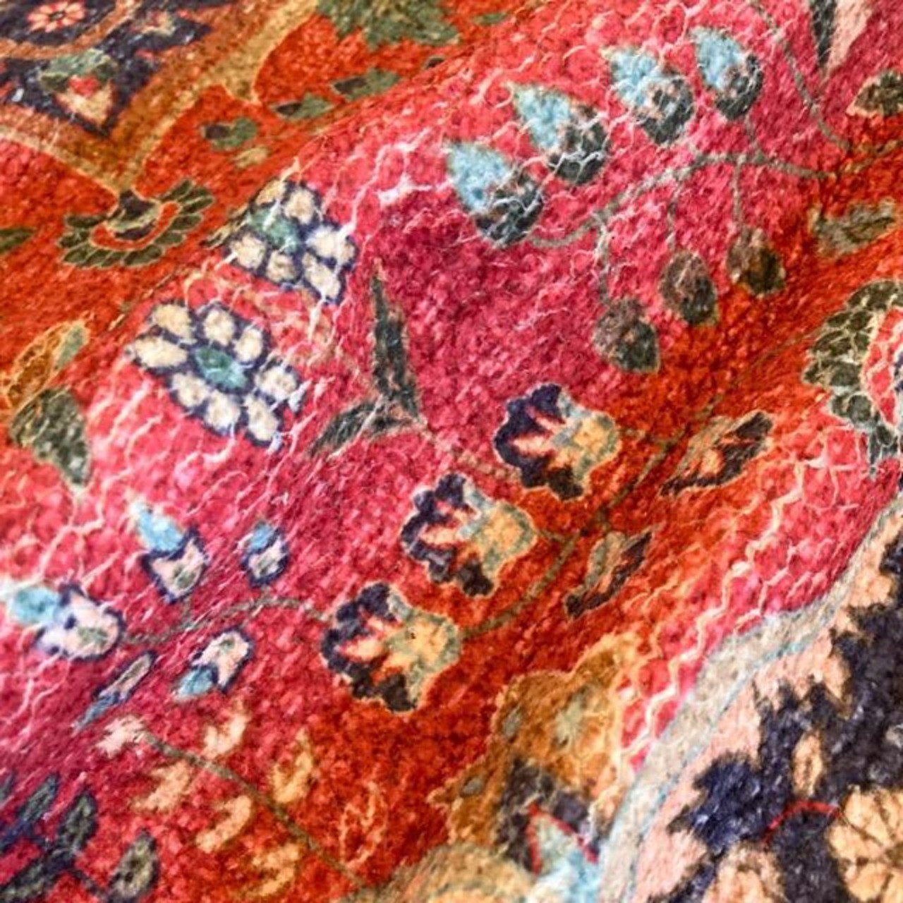 TOPANGA Homefurnishing　ペルシャプリントフロアラグマット　テヘラン　80×140cm　フロアマット　ペルシャ絨毯　ポリエステル　二人掛けソファ　ベッドサイド