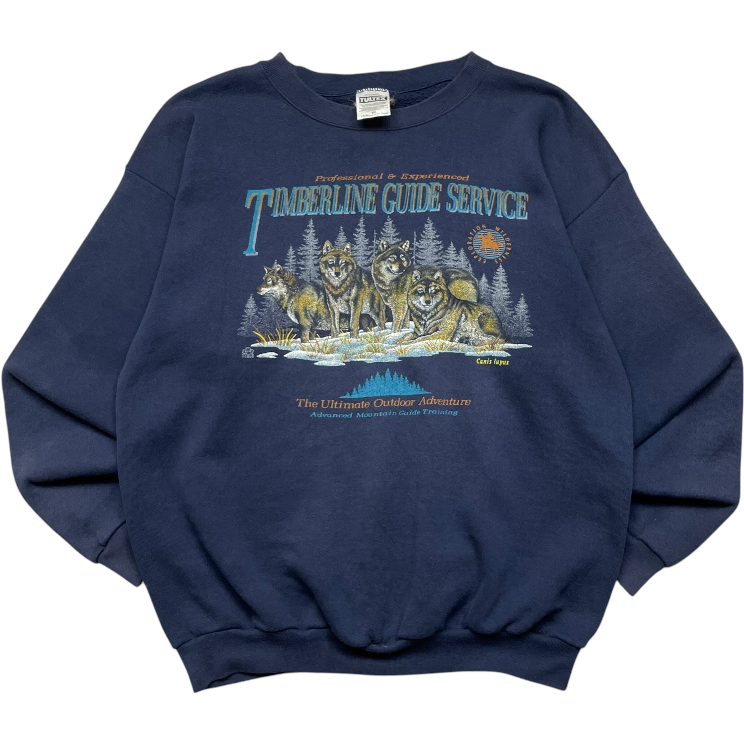 《XXL》 TULTEX タルテックス スウェット アニマルプリント ウルフ ネイビー USA製 90年代 vintage no.6519