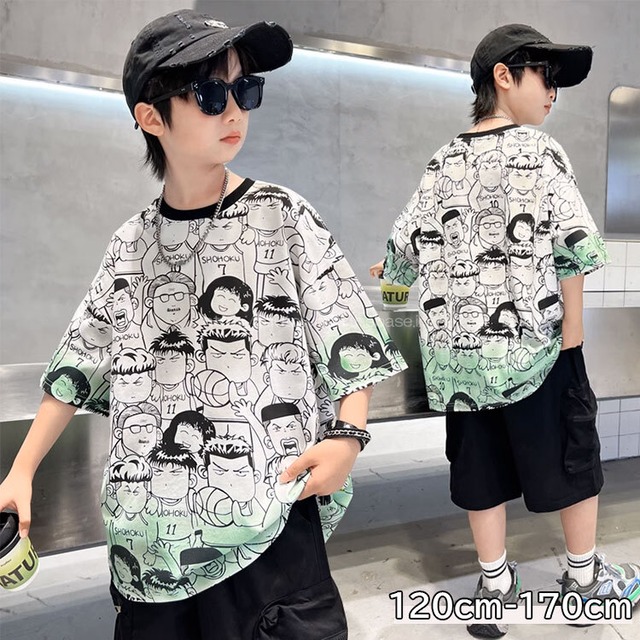 【120㎝-170㎝】Tシャツ　イラスト　半袖　カジュアル　男の子　子供服　韓国子供服　韓国　オシャレ　ジュニア