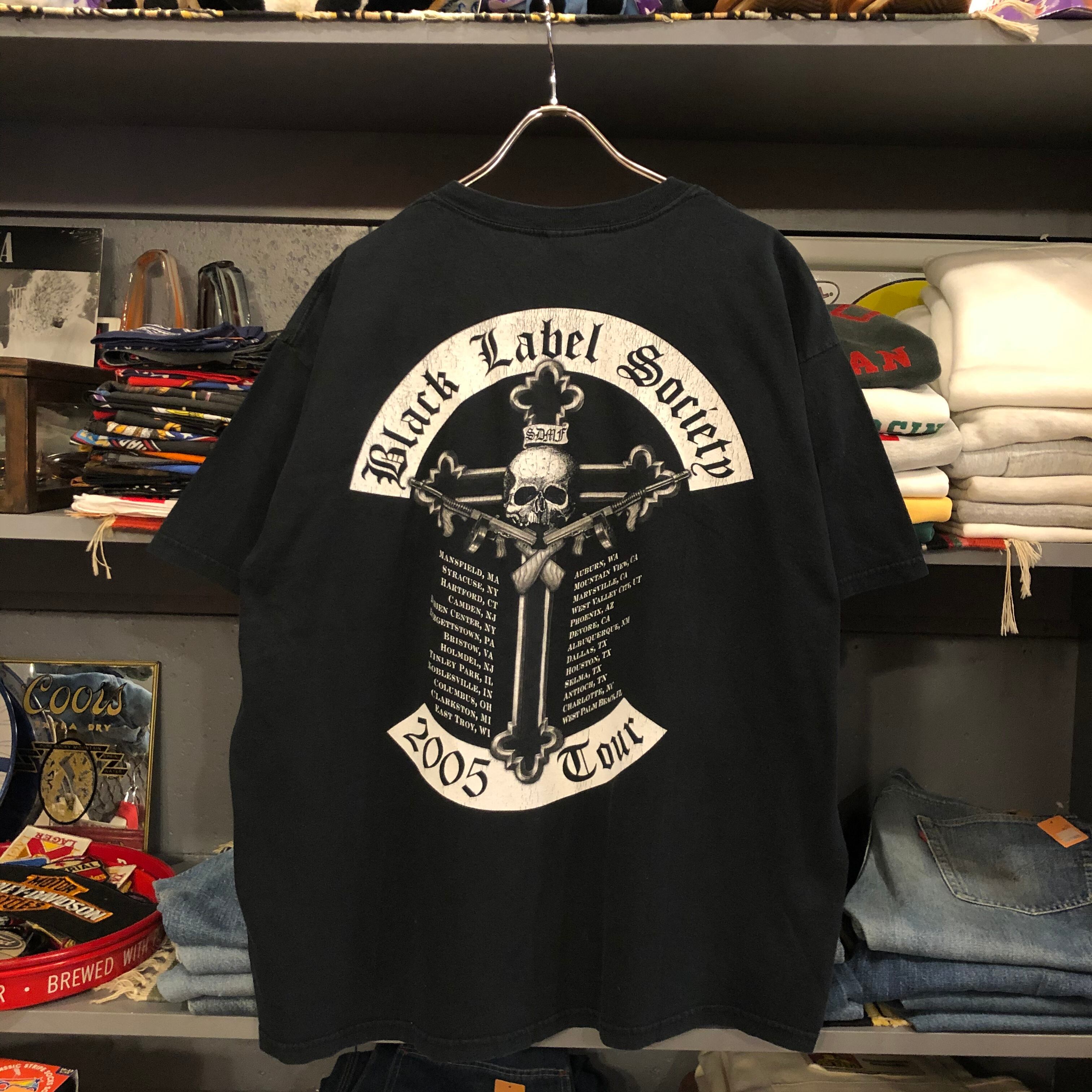 00s Y2K ブラックレーベルソサエティ クロス Tシャツ 黒 オーバー