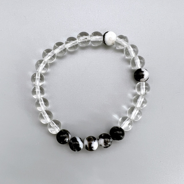 #003 Natural stone bracelet  【メキシカンゼブラジャスパー×水晶ブレスレット】