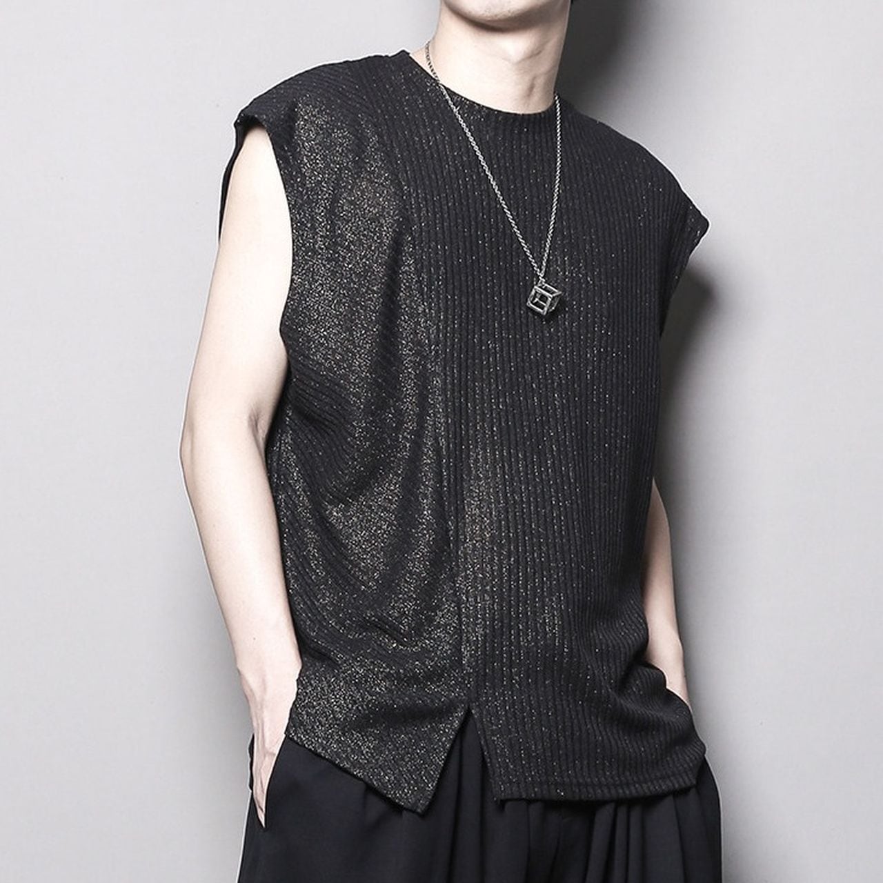 Patchwork Cut-and-Sew Sleeveless T-Shirt(MT1572)
