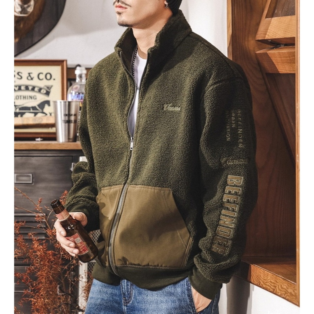 Long Sleeve Color Block Zip-Up Blouson ◇3color H0919