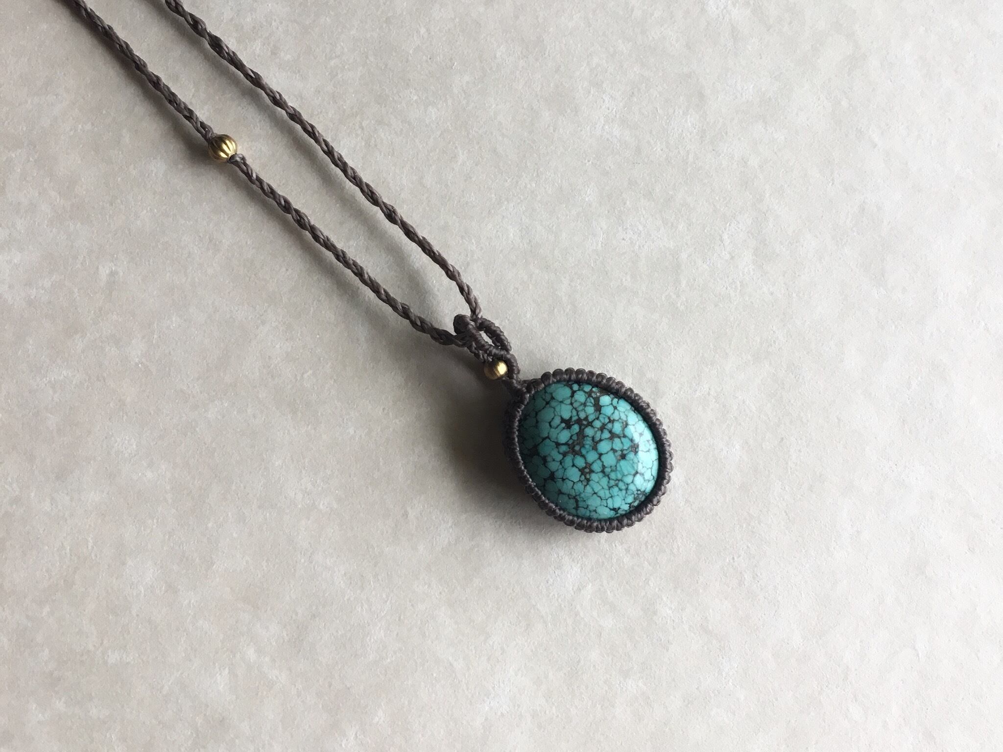 チベタンターコイズ macramé necklace