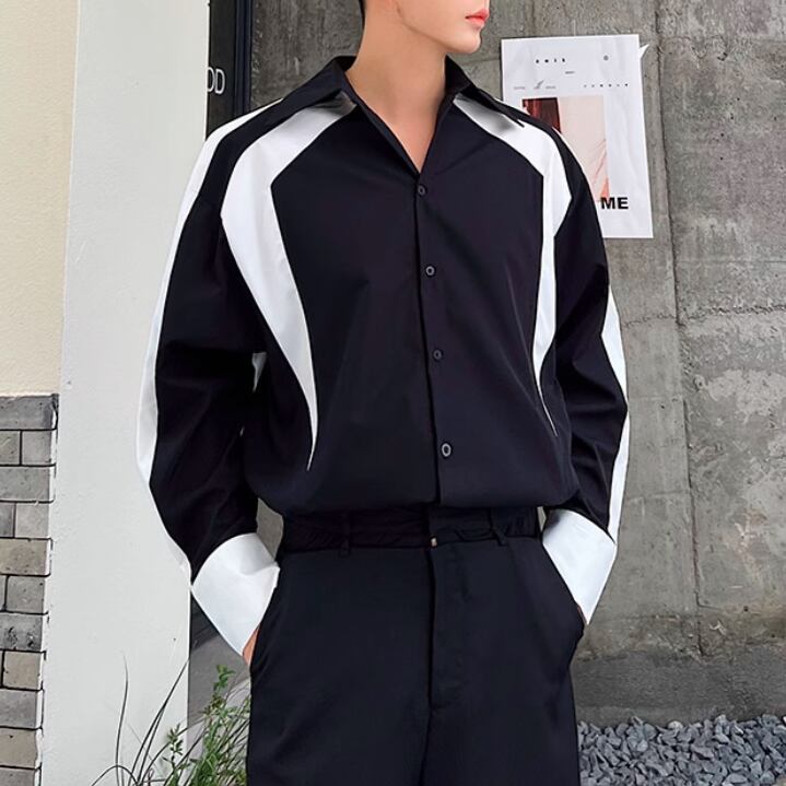 ポインデットカラー コントラストカラーシャツ 2カラー LB0787