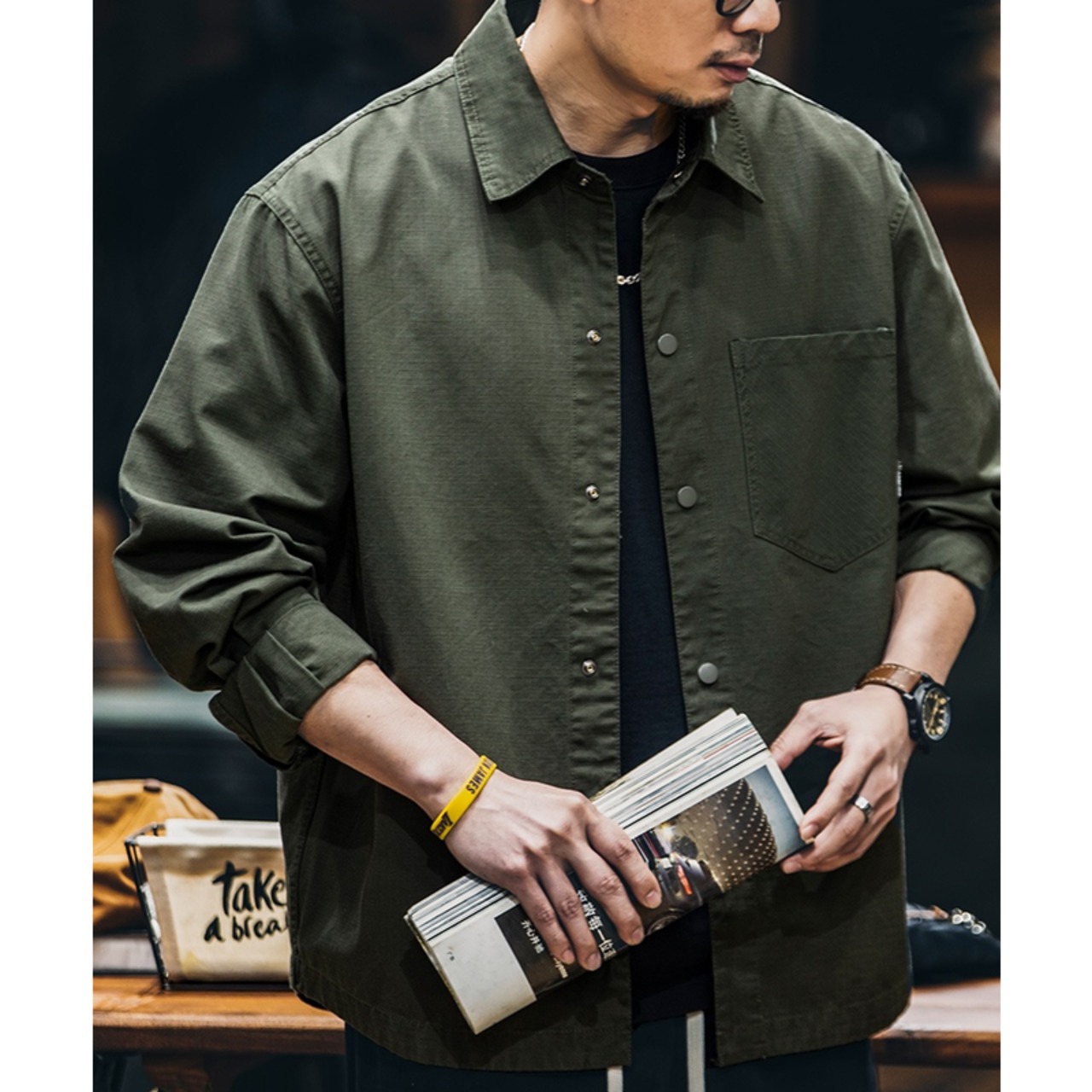 Button-Down Shirt Regular Collar Long Sleeve Shirt ◇H0239